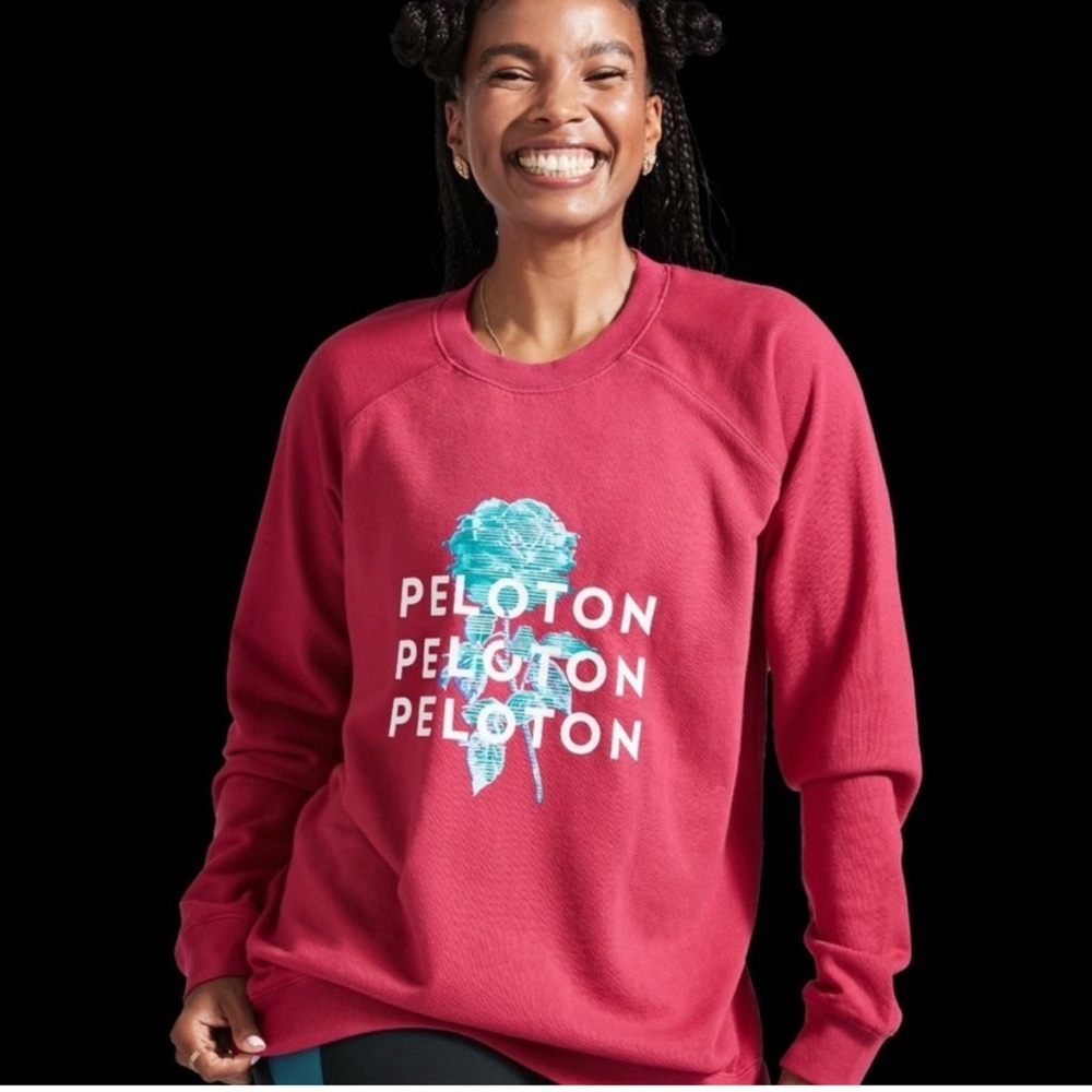 Peloton Pink Sweatshirt with‎ graphic rose logo size XS